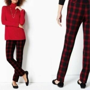 J. Jill Premium Bi-Stretch Red & Black Plaid Zip Fly Dress Pants Women's Size 6‎